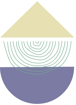 dreieck, Halbkreis aus Linien, Halbkreis